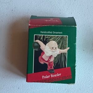 Hallmark Santa Bowling Ornament - Red and White